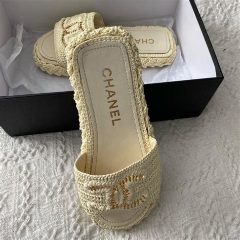 chanel tan slides|Chanel sandals canada.